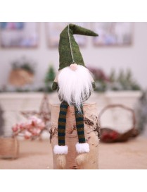 Cute Sitting Faceless Long-legged Elf Doll Christmas Decoration(Green)