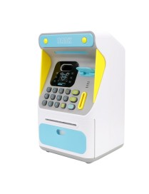 8010 Simulated Face Recognition ATM Machine Piggy Bank Password Automatic Rolling Money Safe Piggy Bank,Style: Rechargeable Vers