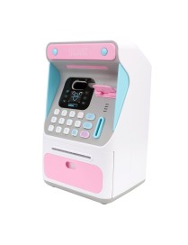 8010 Simulated Face Recognition ATM Machine Piggy Bank Password Automatic Rolling Money Safe Piggy Bank,Style: Rechargeable Vers