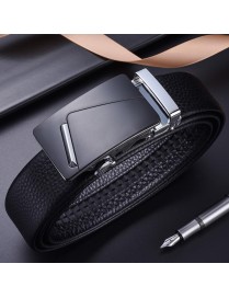 125cm Men Leather Automatic Buckle Belt Business Style Waist Band(K901 Silver)