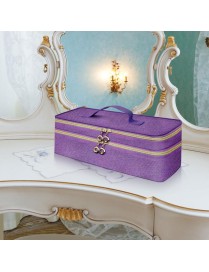 Double-layer Travel Convenient Large-capacity Integrated Hair Salon Storage Bag(Purple)