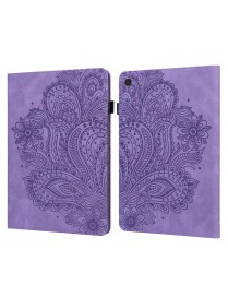 For Samsung Galaxy Tab S5e Peacock Embossed Pattern Leather Tablet Case(Purple)