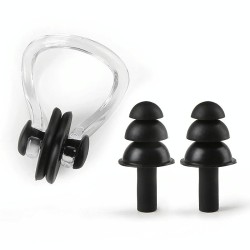 20 Sets Earplugs Nose Clip Silicone Set Swimming Waterproof Equipment(Black)