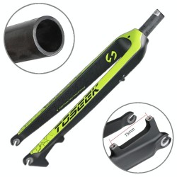 TOSEEK Ultra Light 29 Inch 435mm Mountain Bike Full Carbon Front Fork Straight Head Tube Disc Brake(Green)
