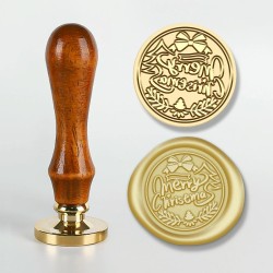 Christmas Series Fire Lacquer Seal Wood Grain Handle+Brass Seal Head(SD-40)