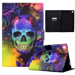 For Samsung Galaxy Tab A 10.1 T510 Coloured Drawing Leather Tablet Case(Skull)